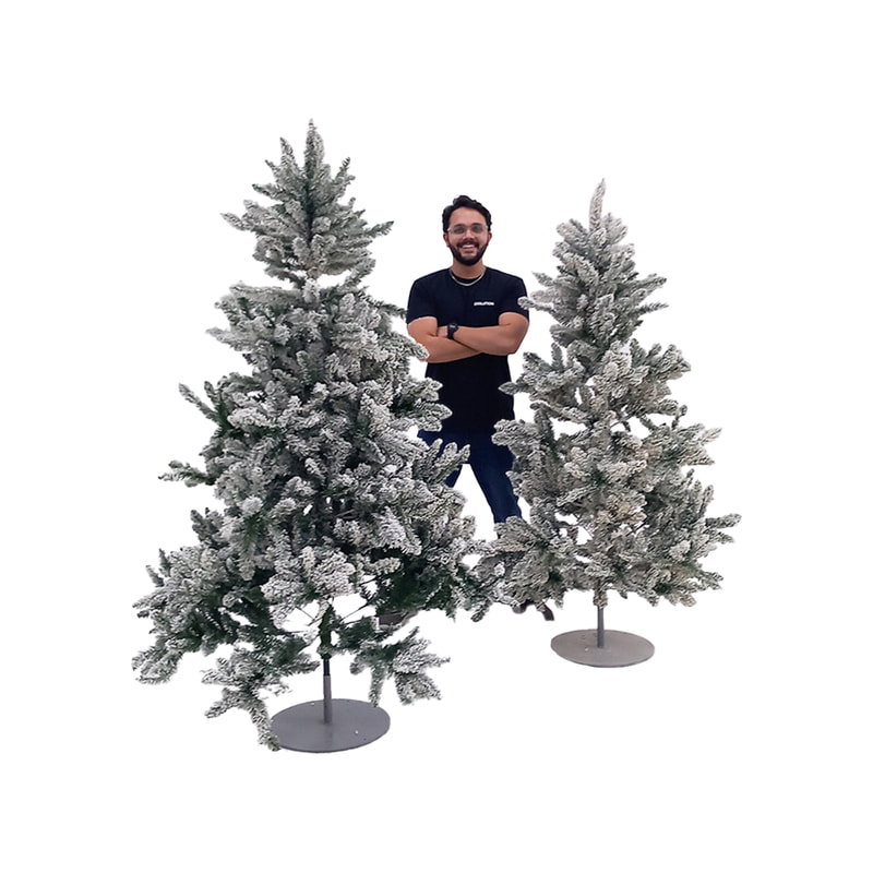 P-FF111-WH 200cm high Heimdall artificial Christmas tree with green branches and snowy white frosting