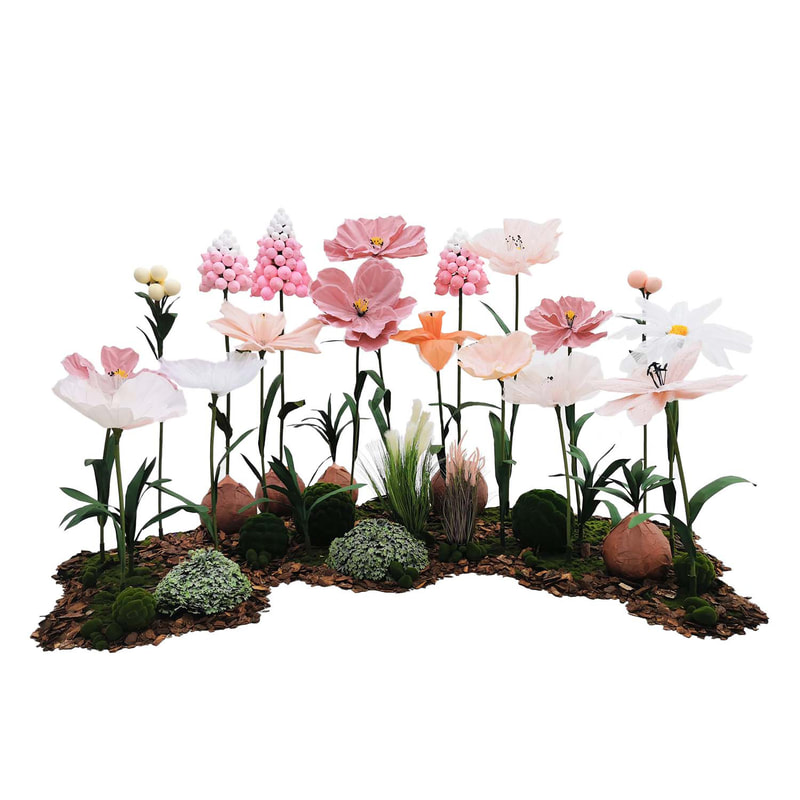 Giant Flowers - Pink + White ​P-FK870-PW