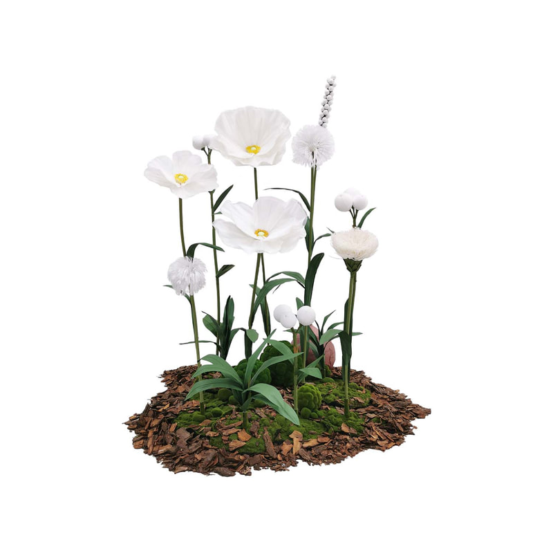 P-FK881-WH Giant Flower medium set in white