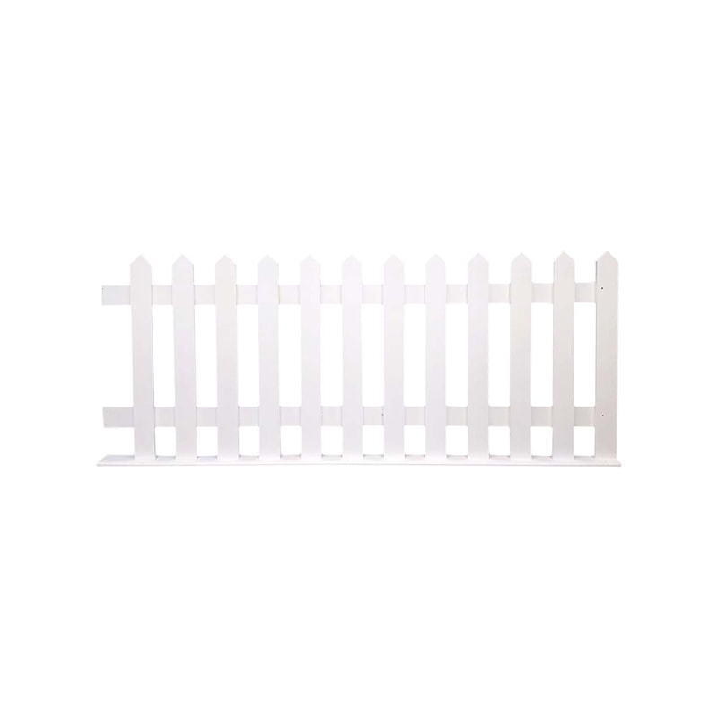 P-FN102-WH 244cm type 2 wooden picket fence in white with flat bottom 