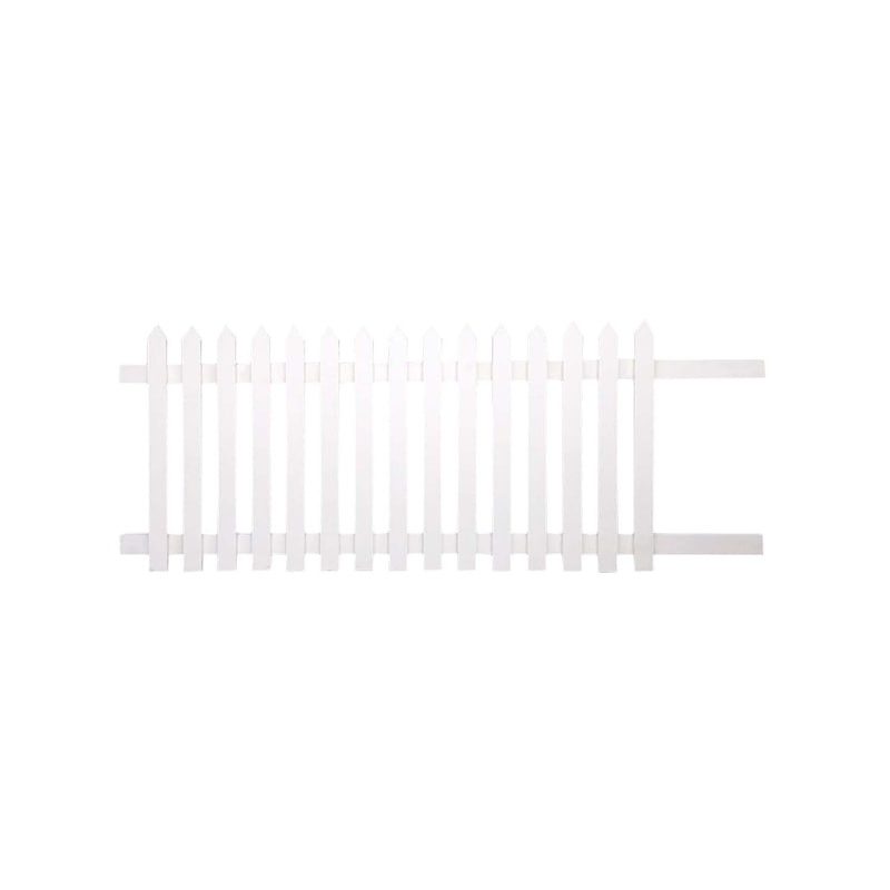 P-FN103-WH 367cm type 3 wooden picket fence in white with open slats