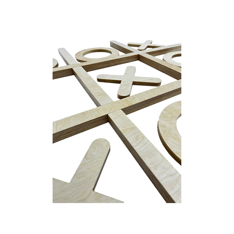 P-GM102-NW Tic-Tac-Toe X's in natural wood