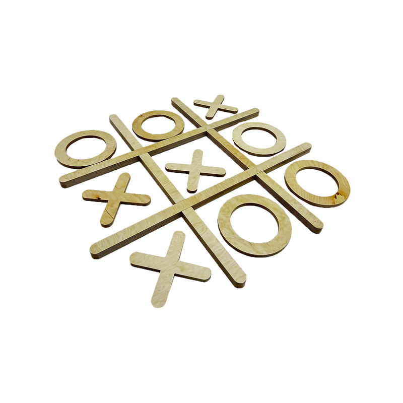 P-GM102-NW Tic-Tac-Toe X's in natural wood