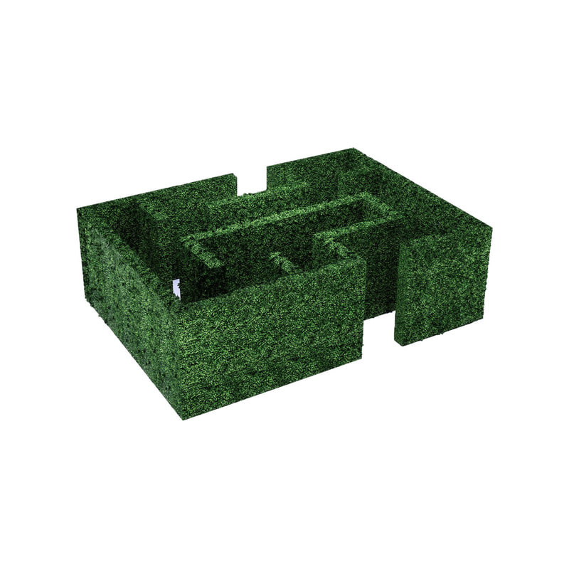 P-GM102-GR Type 1 boxwood hedge maze 760cm x 550cm with 3 dead ends 