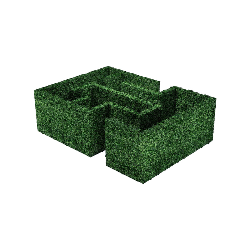 P-GM102-GR Type 1 boxwood hedge maze 760cm x 550cm with 3 dead ends 