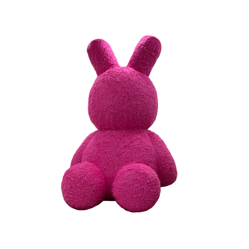 P-IF103-PI 400cm giant bunny inflatable in pink fur