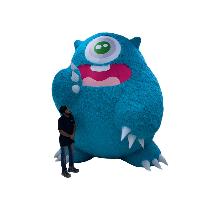 P-IF104-BU 400cm monster inflatable with blue fur