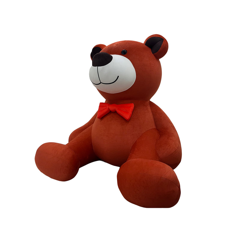 P-IF105-BR 350cm giant teddy with brown fur and red bow tie