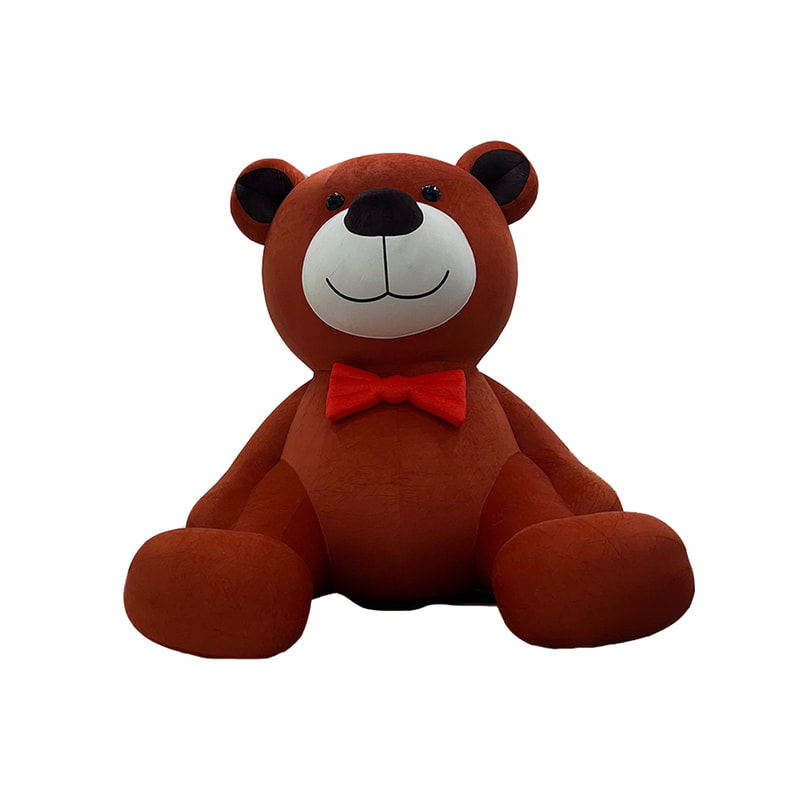 P-IF105-BR 350cm giant teddy with brown fur and red bow tie