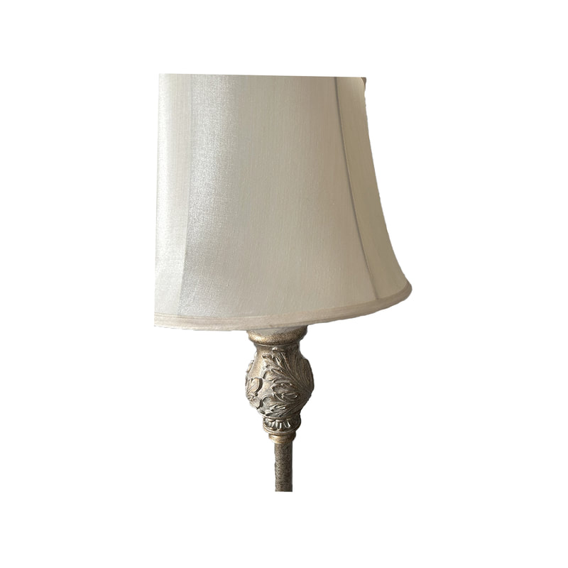 P-LA101-GW 150cm Christian ornate gold floor standing lamp with off-white lamp shade