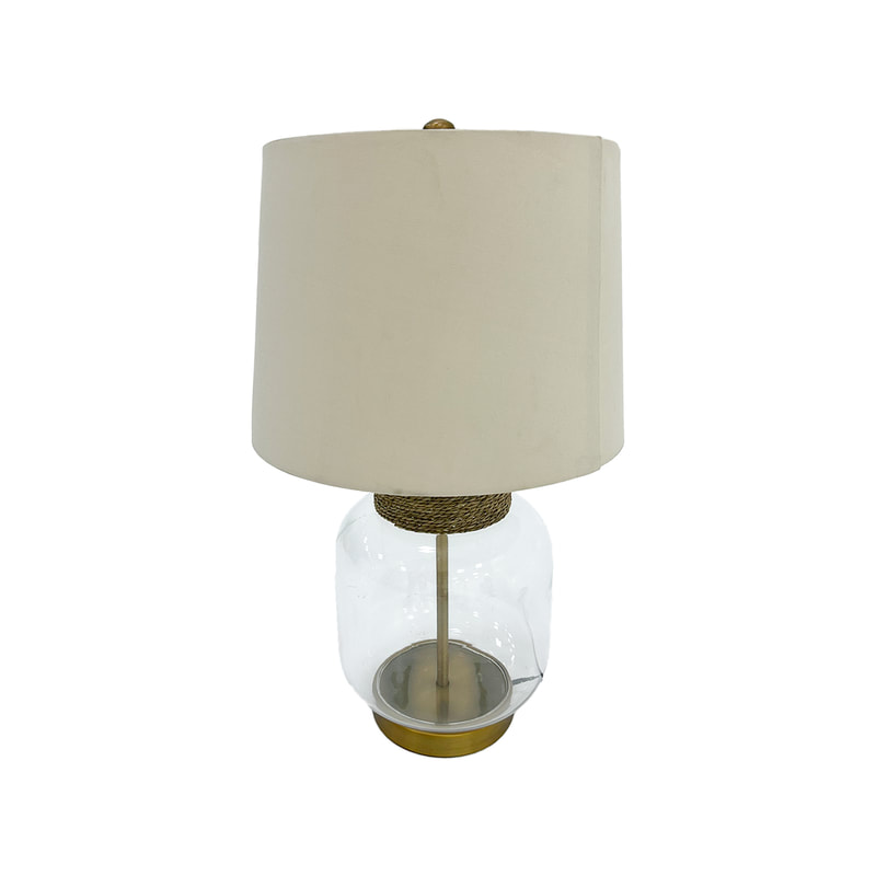 P-LA102-BE 60cm Thomas glass table lamp with beige lamp shade