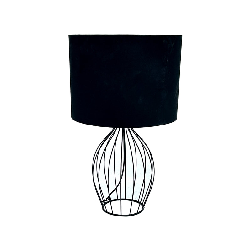P-LA103-BL 62cm Robert black wire table lamp and black lamp shade