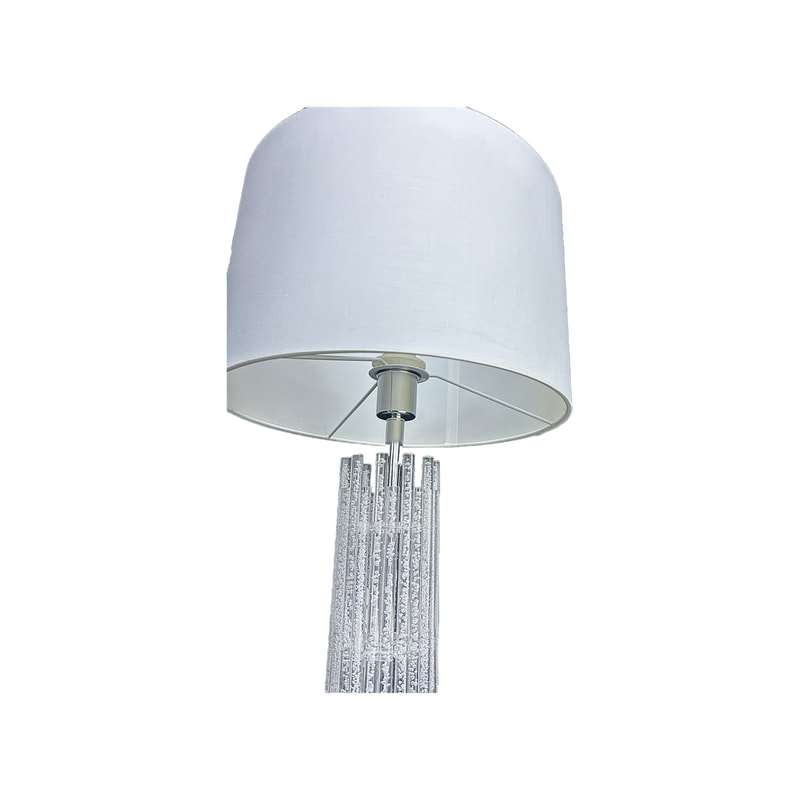 P-LA106-SI 159cm Rhys ornate silver floor standing lamp with white lampshade