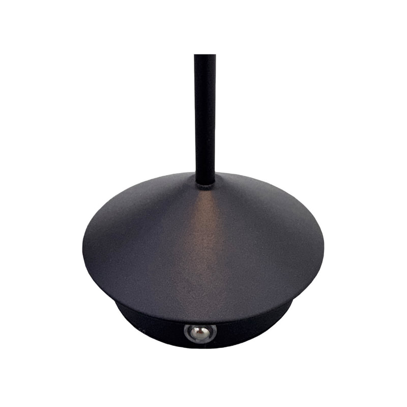 P-LA119-BL 30cm Zafferano black metal rechargeable table lamp with three light modes
