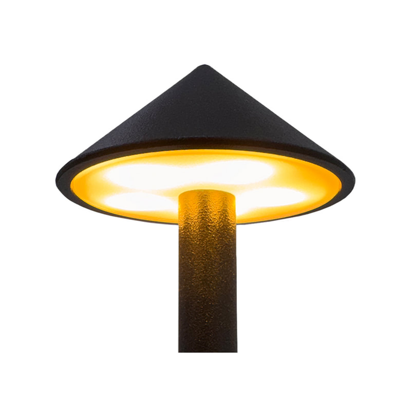P-LA119-BL 30cm Zafferano black metal rechargeable table lamp with three light modes