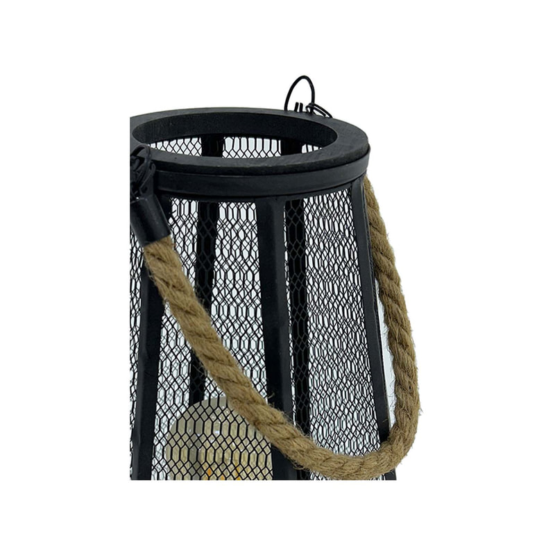 P-LC103-BL 31cm Mila black mesh countertop tea light candle holder with handle