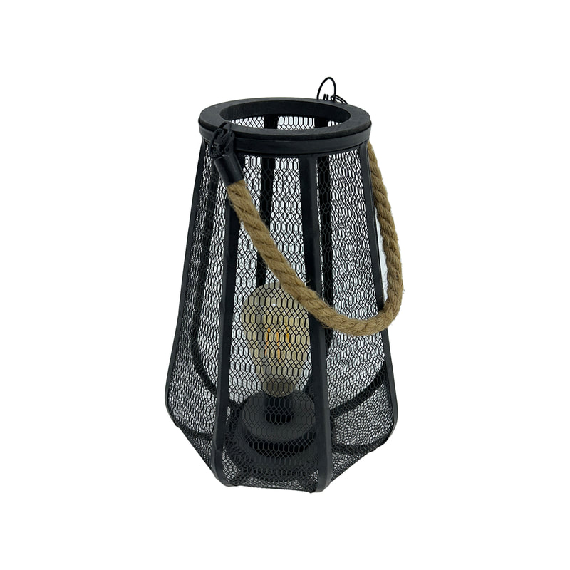 P-LC103-BL 31cm Mila black mesh countertop tea light candle holder with handle