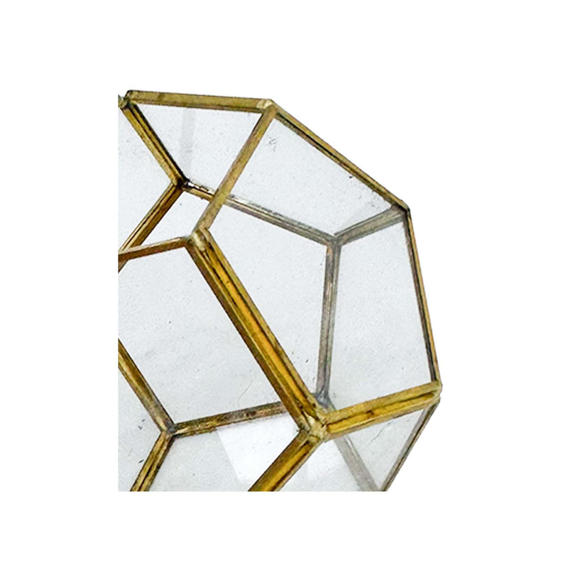P-LC105-GD 8cm Fantasy geometric glass tea light candle holder with gold trim