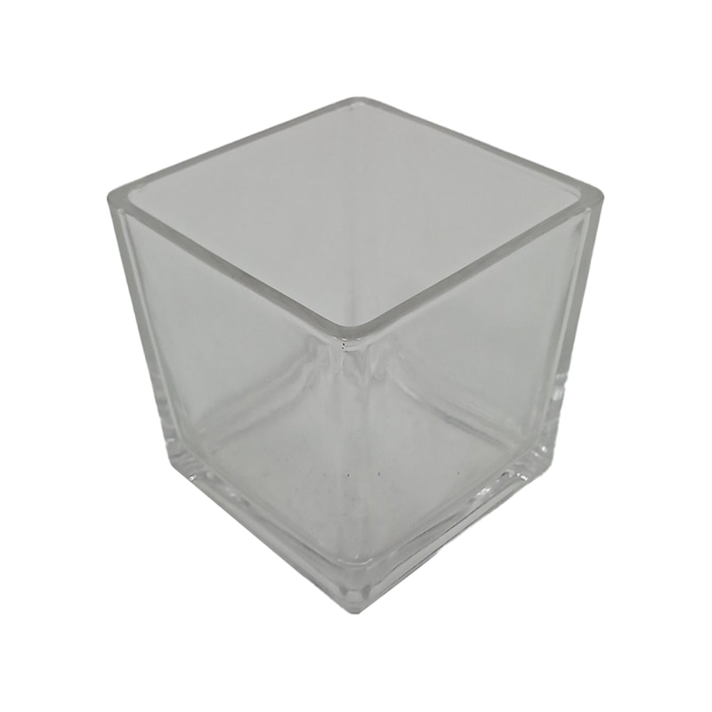 P-LC110-CL 12cm Allan small square glass tea light candle holder