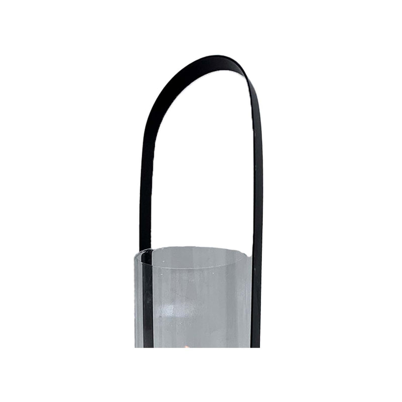 P-LC125-CL 44cm Selena glass tabletop candle holder with black trim