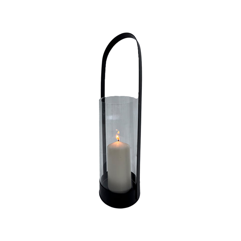 P-LC125-CL 44cm Selena glass tabletop candle holder with black trim