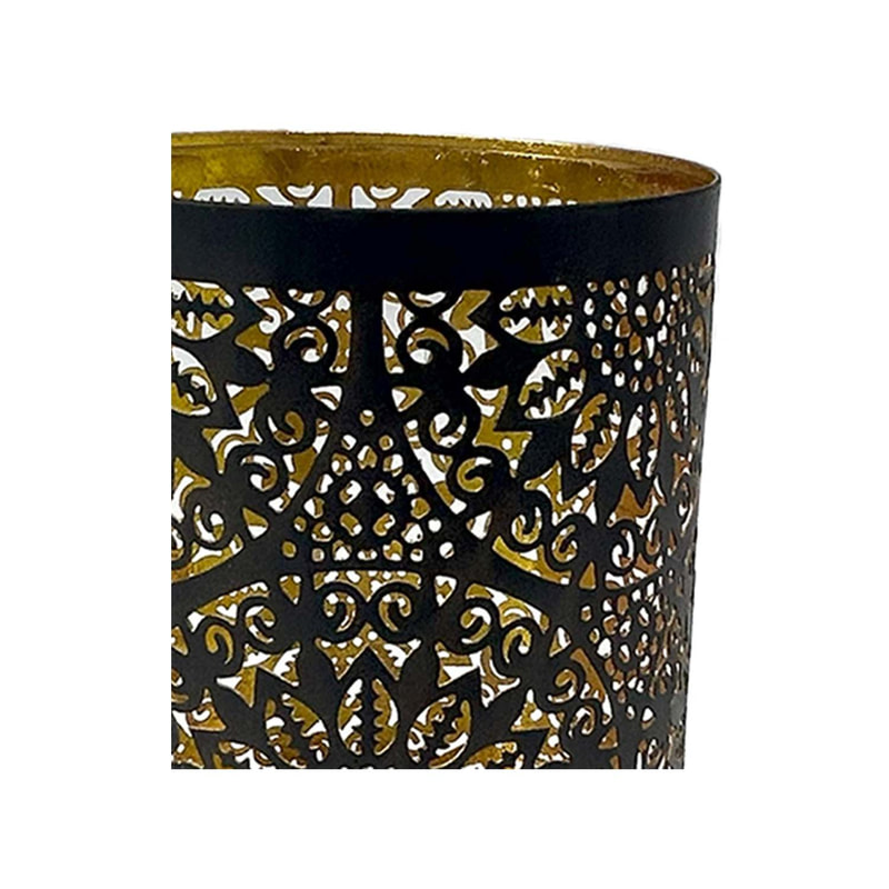 P-LC131-BA 18cm Fatima mashrabiya pattern vase in brass colour