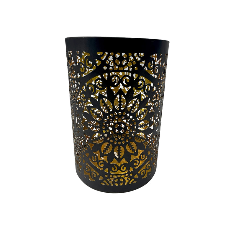 P-LC131-BA 18cm Fatima mashrabiya pattern vase in brass colour