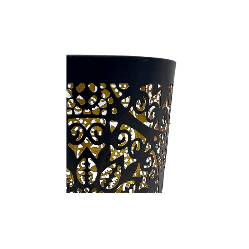 P-LC133-BA 6cm Fatima mashrabiya pattern vase in brass colour
