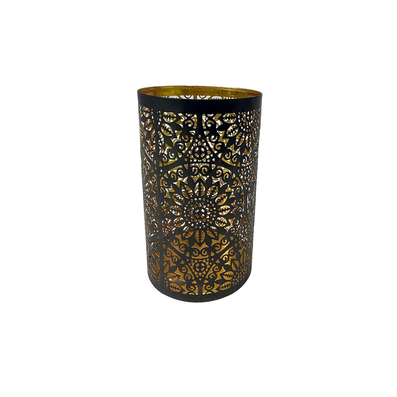 P-LC133-BA 6cm Fatima mashrabiya pattern vase in brass colour