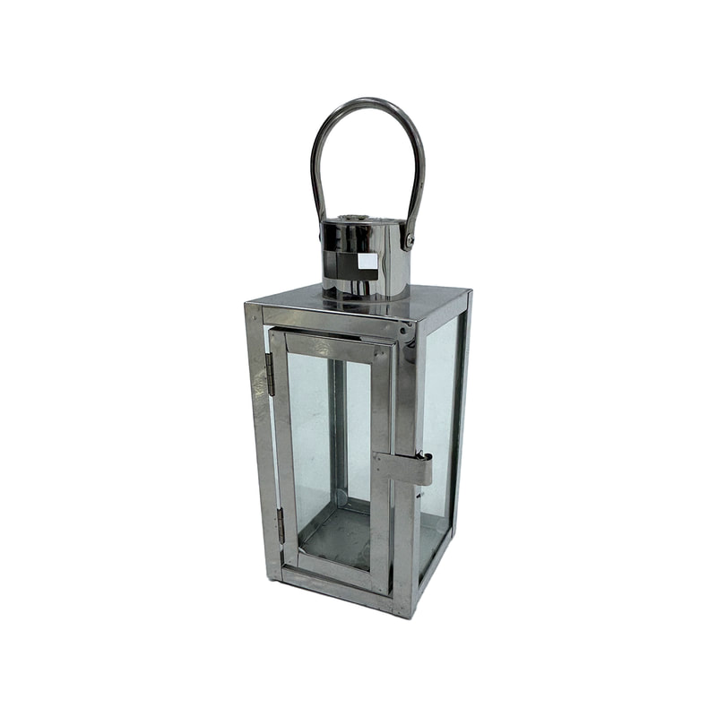 P-LN101-SS 29cm Webster high modern glass lantern with stainless steel trim