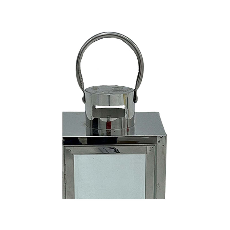 P-LN102-SS 46cm Webster high modern glass lantern with stainless steel trim