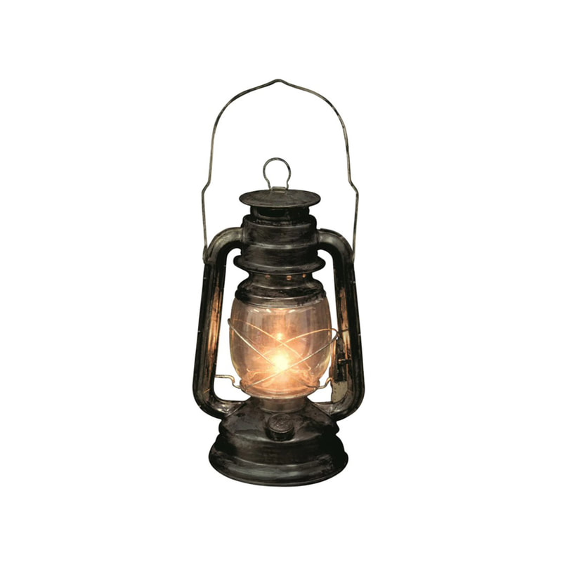 P-LN104-BA 30cm Firefly brass effect kerosene lantern, with powered light option