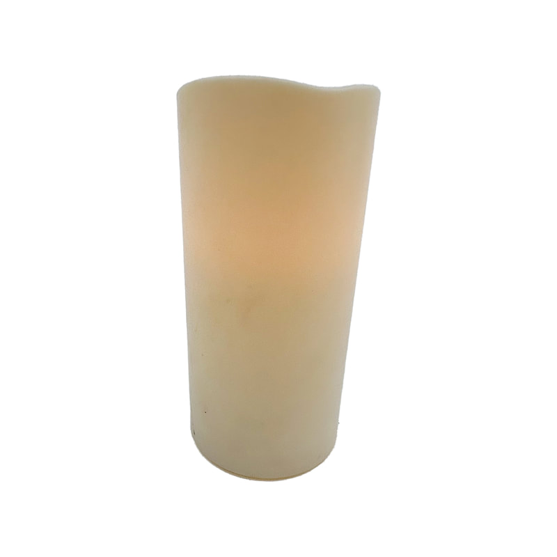 P-LQ106-CR Type 4 16cm large cream LED candle with even burn shape