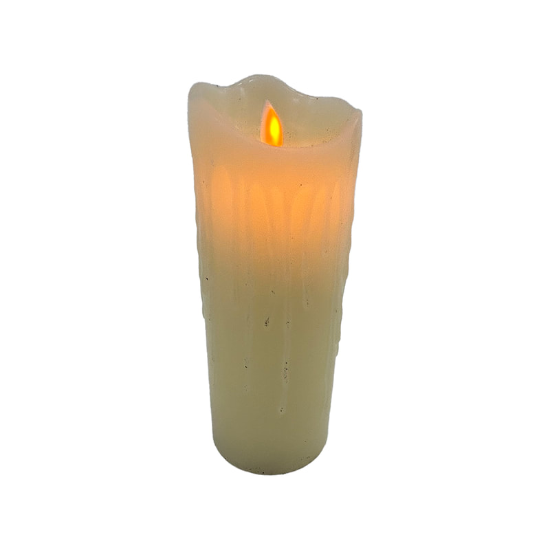 P-LQ109-CR Type 5 20cm large cream LED candle with an uneven burn shape