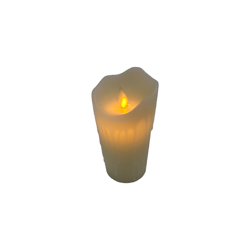 P-LQ111-CR Type 5 15cm LED candle with an uneven burn shape