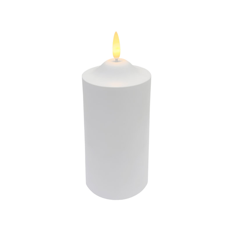 P-LQ115-WH  17cm Smalom  LED Battery Operated Pillar Candle in White 