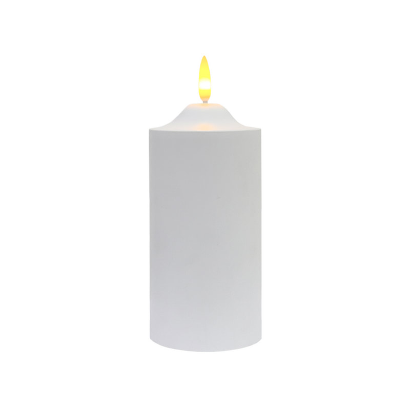 P-LQ115-WH  17cm Smalom  LED Battery Operated Pillar Candle in White 