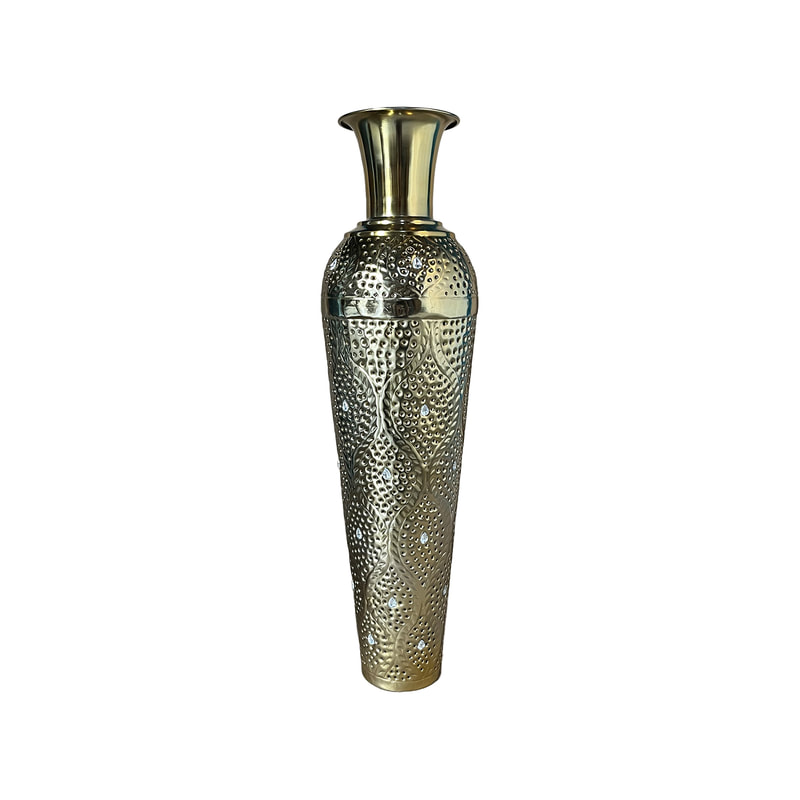 P-MD801-GD 90cm tall vase with jewels in gold