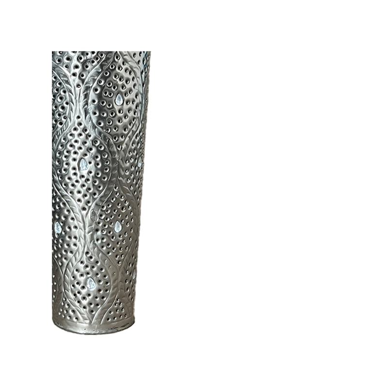 P-MD801-SI 90cm tall vase with jewels in silver