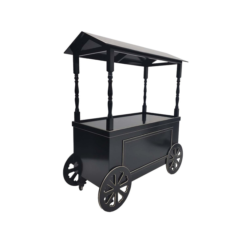 P-MO101-BG Type 1 market display cart in black with gold trim detail