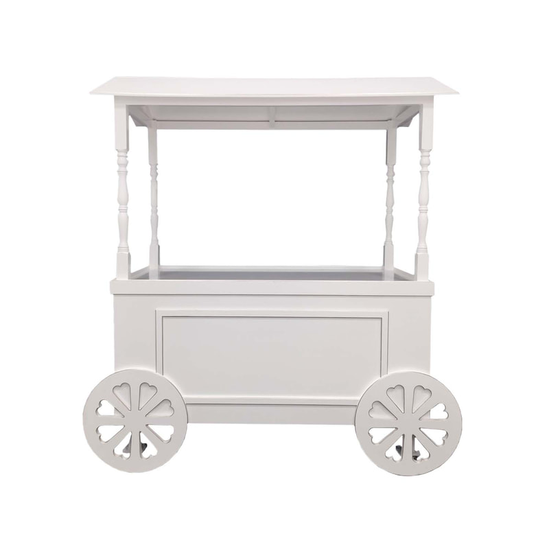 P-MO101-GW Type 1 market display cart in white with gold trim detail