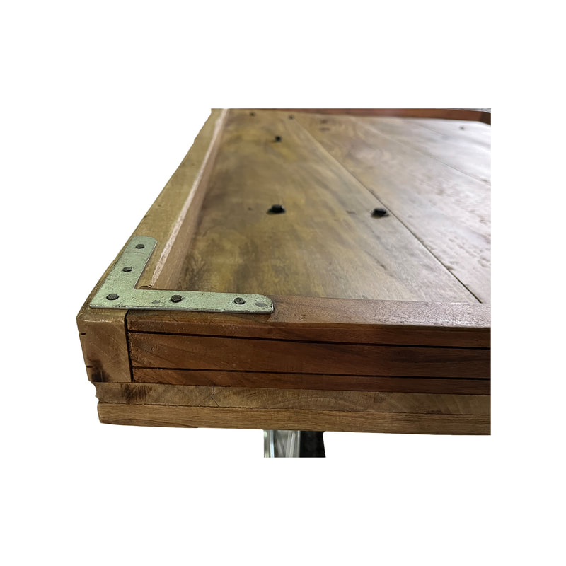 P-MO110-DW Type 10 cart with wooden top and black metal frame and wheels