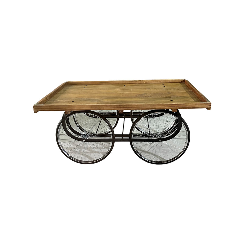 P-MO110-DW Type 10 cart with wooden top and black metal frame and wheels
