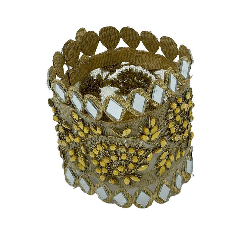 P-NP102-GD 5cm dia Type 2 napkin ring with gold diamond-cut mirror decoration 