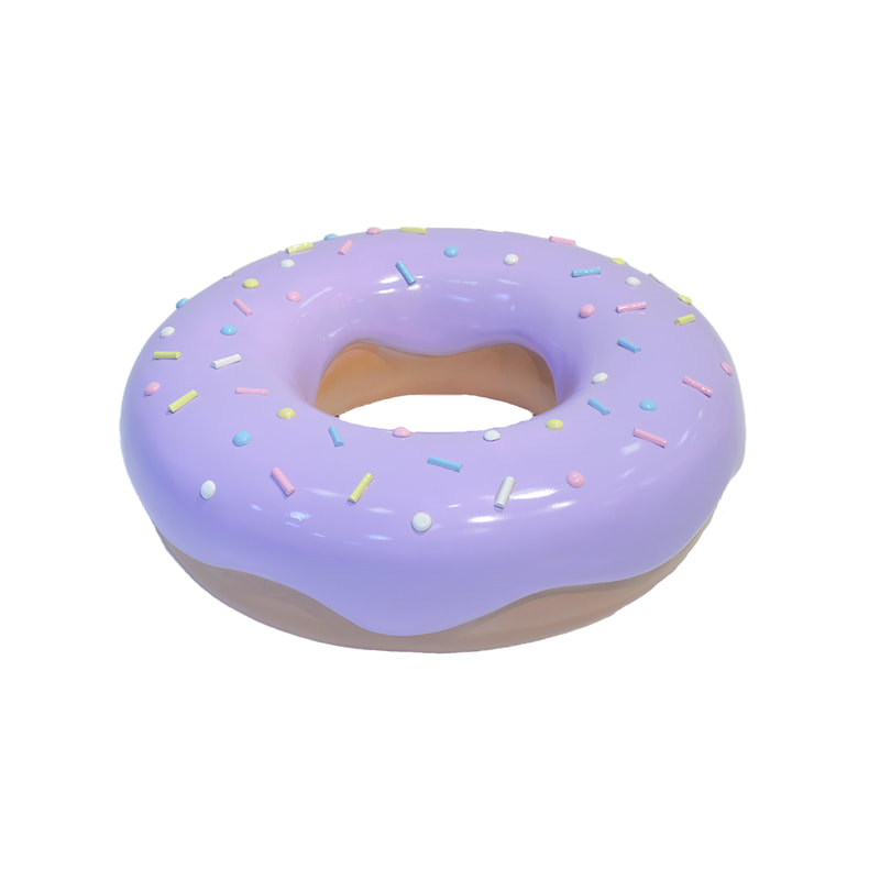 P-PH102-PR 100cm wide purple doughnut with multi-coloured sprinkles