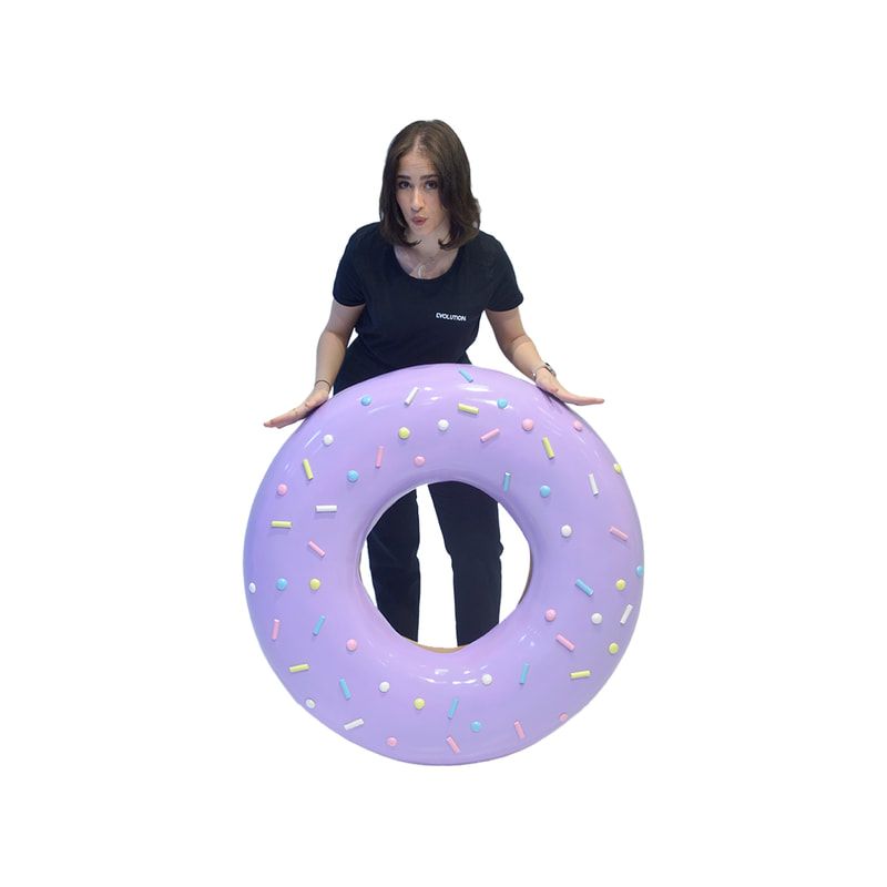 P-PH102-PR 100cm wide purple doughnut with multi-coloured sprinkles