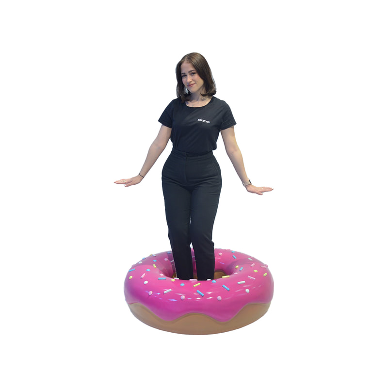 P-PH103-DP 100cm wide dark pink doughnut with multi-coloured sprinkles