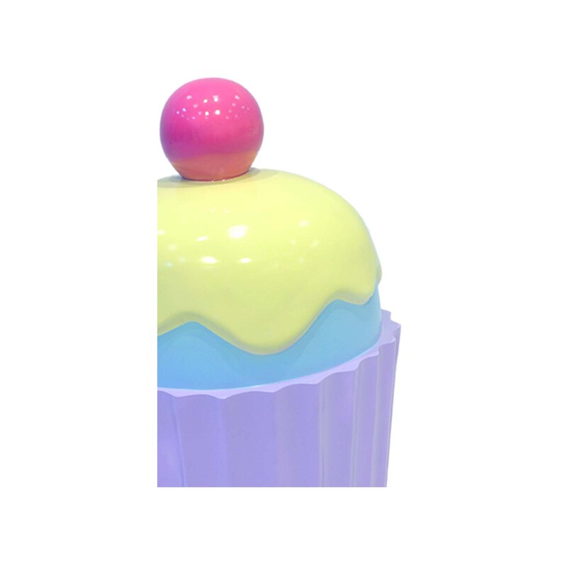 P-PH107-MC 97cm high multi-coloured cupcake in purple wrapper