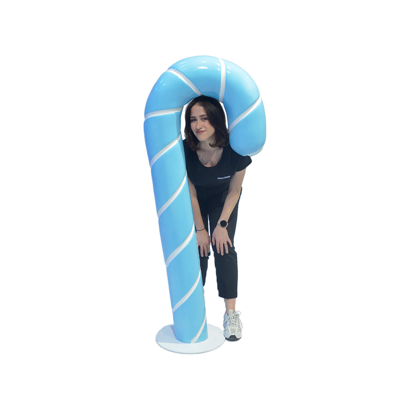 P-PH111-LB 157cm high light blue candy cane