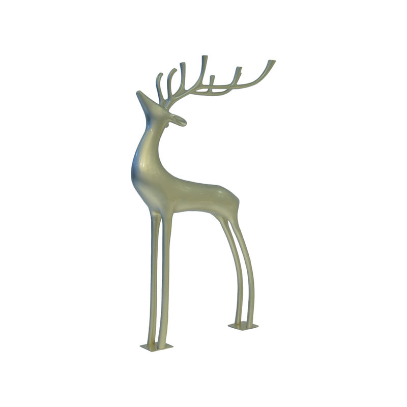 P-PH119-GD 285cm high stylized standing golden reindeer
